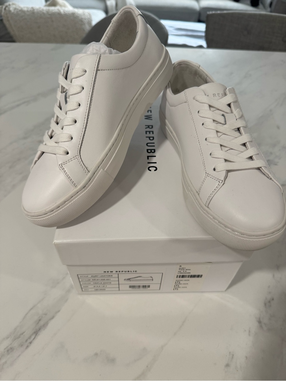 New Republic Women's White Leather Low-Top Sneakers